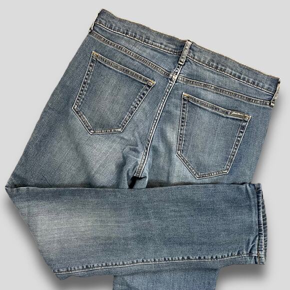 EDDIE BAUER WOMENS JEANS PLAID LINED GORP BOYFRIEND BOHO BLUE JEANS SIZE 6 - Picture 1 of 9